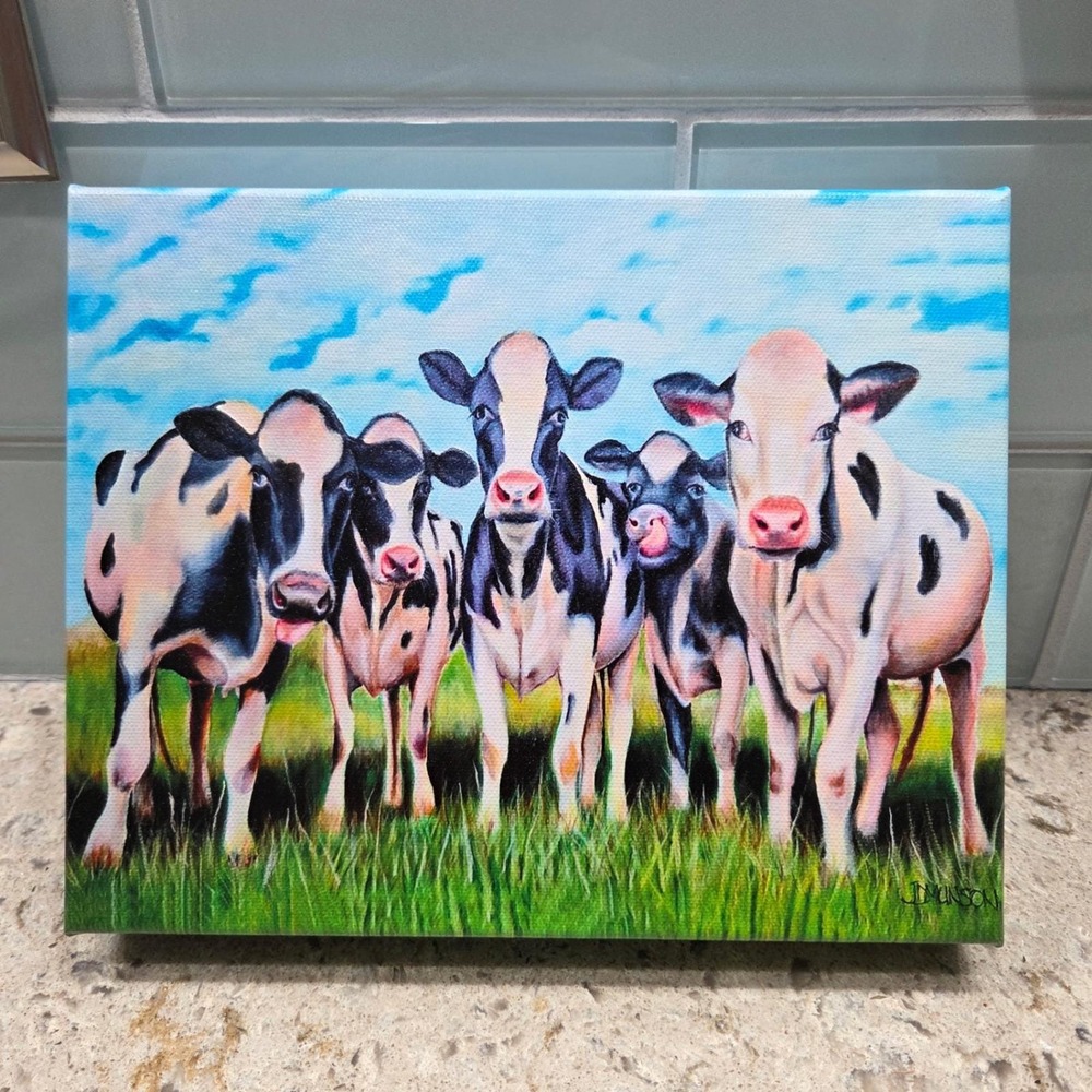 NEW Curious Cow Bunch Gallery Wrap Print Rustic Country Decor 8x10 JDMUNSON